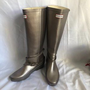 Hunter Andora Titanium Women’s Wedge Tall Rain Boots Size US 7M/8F
